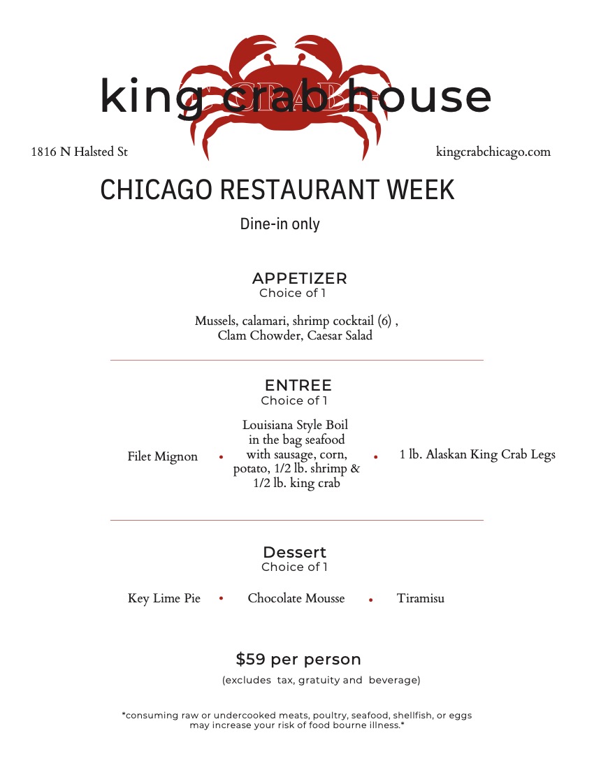 King Crab House Chicago Restaurant Week 2023 Menu 1