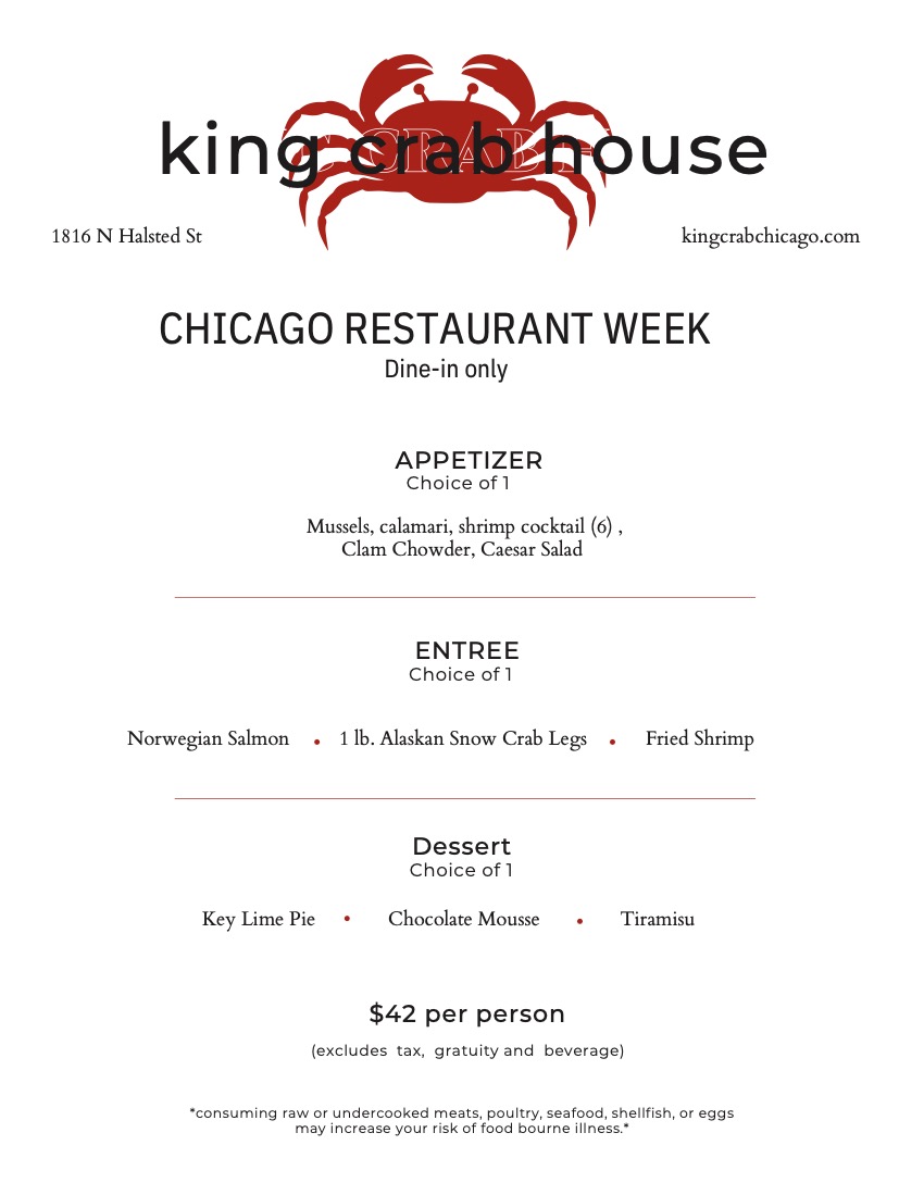 King Crab House Chicago Restaurant Week 2023 Menu 2