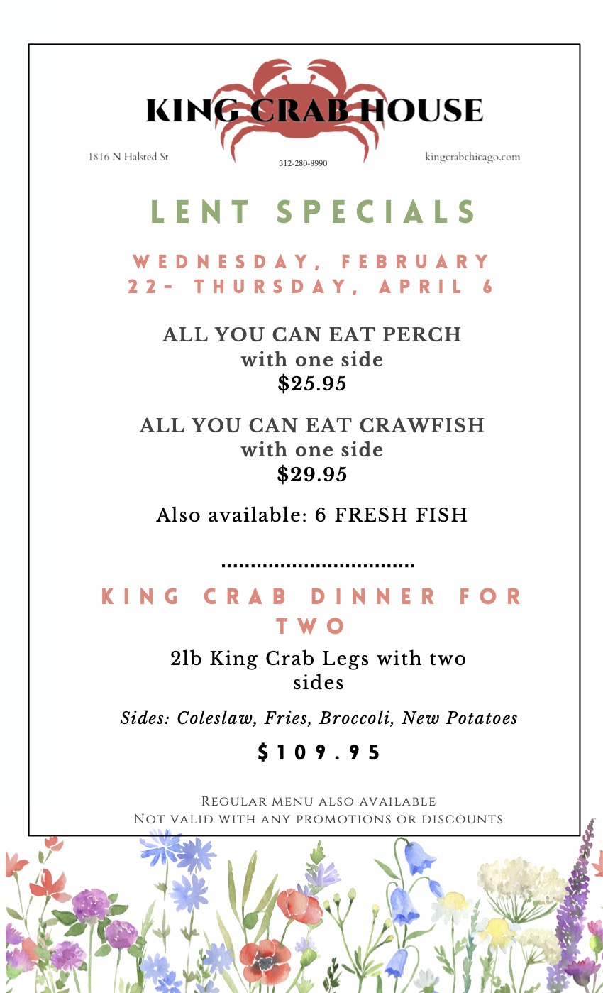 King Crab House Chicago Lent Menu